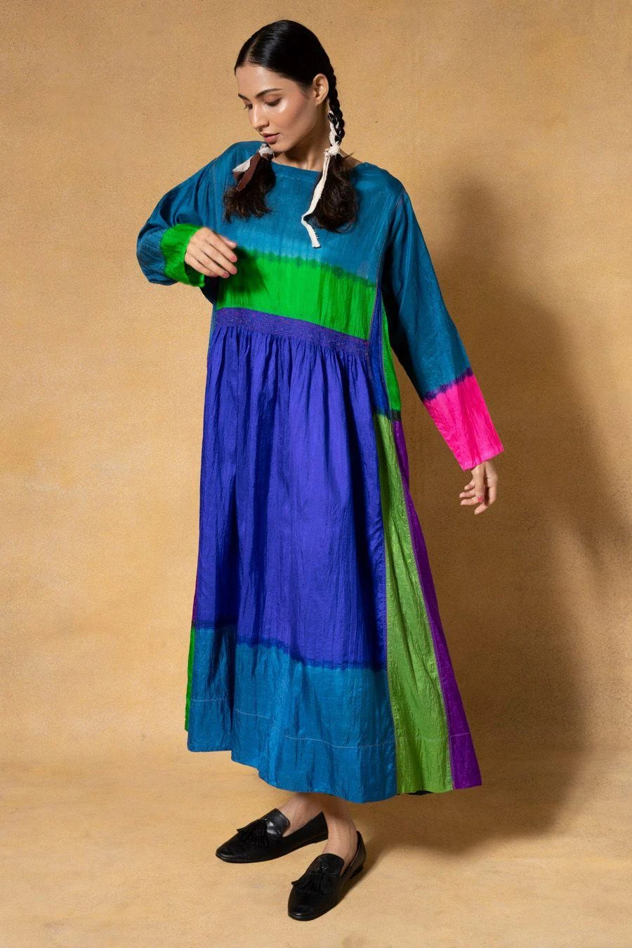 Injiri Blue Handwoven Clamp Dyed Dress 6 Injiri Blue Handwoven Clamp Dyed Dress - Image 4