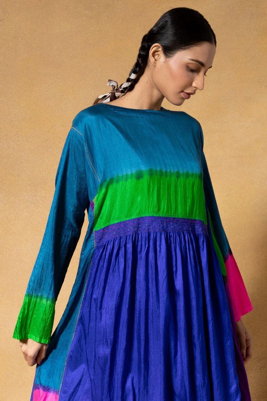 Injiri Blue Handwoven Clamp Dyed Dress 7 Injiri Blue Handwoven Clamp Dyed Dress - Image 5