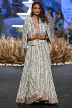 SVA Lucknowi Lehenga Set With A Cape Jacket