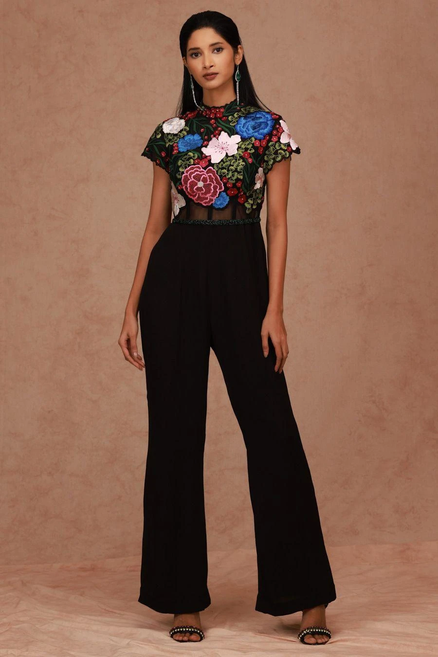 Shriya Som Black Floral Embellished Jumpsuit 3 Shriya Som Black Floral Embellished Jumpsuit