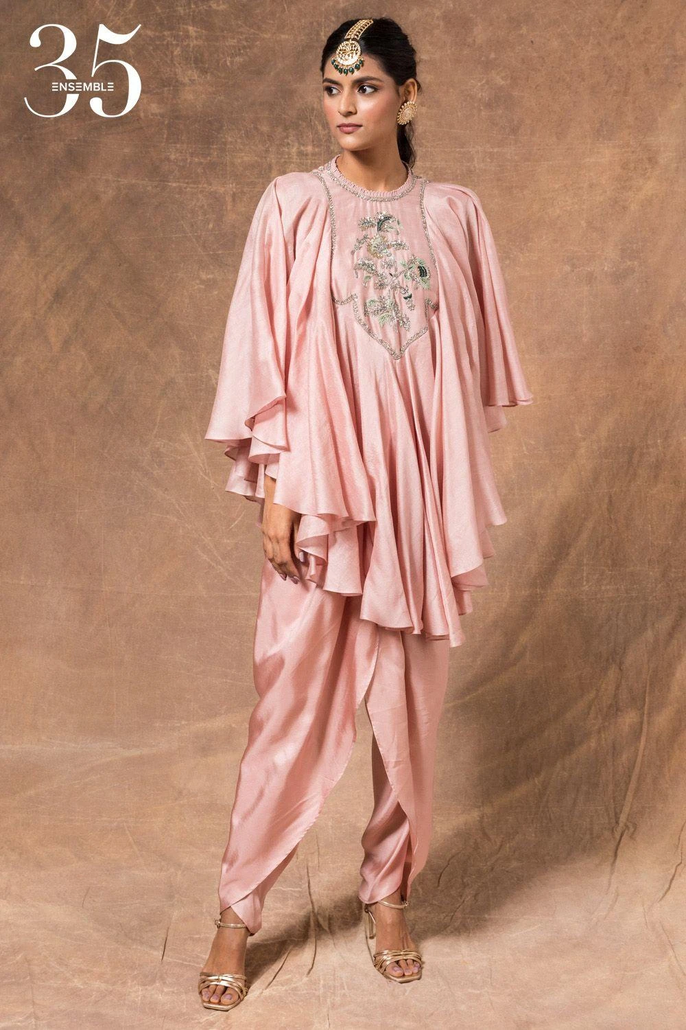 Jayanti Reddy Peach Embroidered Cape Top 3 Jayanti Reddy Peach Embroidered Cape Top