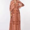 Nikita Mhaisalkar Tangerine Tribal Print Kaftan -Divine Couture 284nm5 1