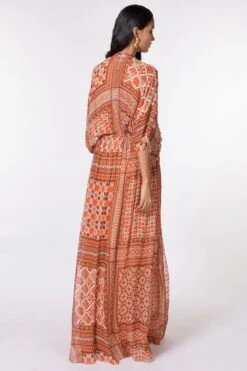 Nikita Mhaisalkar Tangerine Tribal Print Kaftan 11 Nikita Mhaisalkar Tangerine Tribal Print Kaftan -Divine Couture 284nm5 5