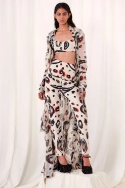 AK-OK By Anamika Khanna Printed Ruffle Jacket Set