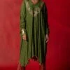 Pooja Keyur Olive Green Embroidered Kaftan Set -Divine Couture 2910pk02 1