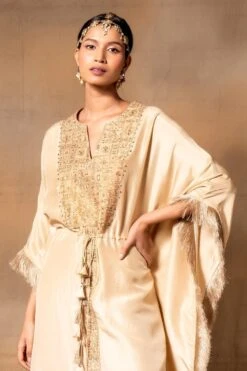 Ahilian Beige Embroidered Kaftan Set 10 Ahilian Beige Embroidered Kaftan Set -Divine Couture 2912an05 4