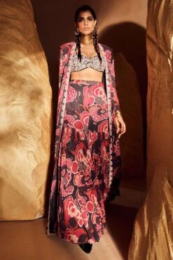 Bhumika Sharma Red Gulbahar Embroidered Kalidar Jacket Set -Divine Couture 2912bsg3 2