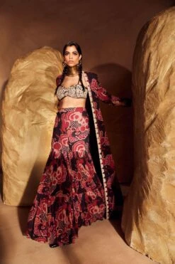 Bhumika Sharma Red Gulbahar Embroidered Kalidar Jacket Set -Divine Couture 2912bsg3 5