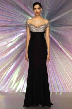 Amit Aggarwal Hand Embroidered Black Moulded Gown