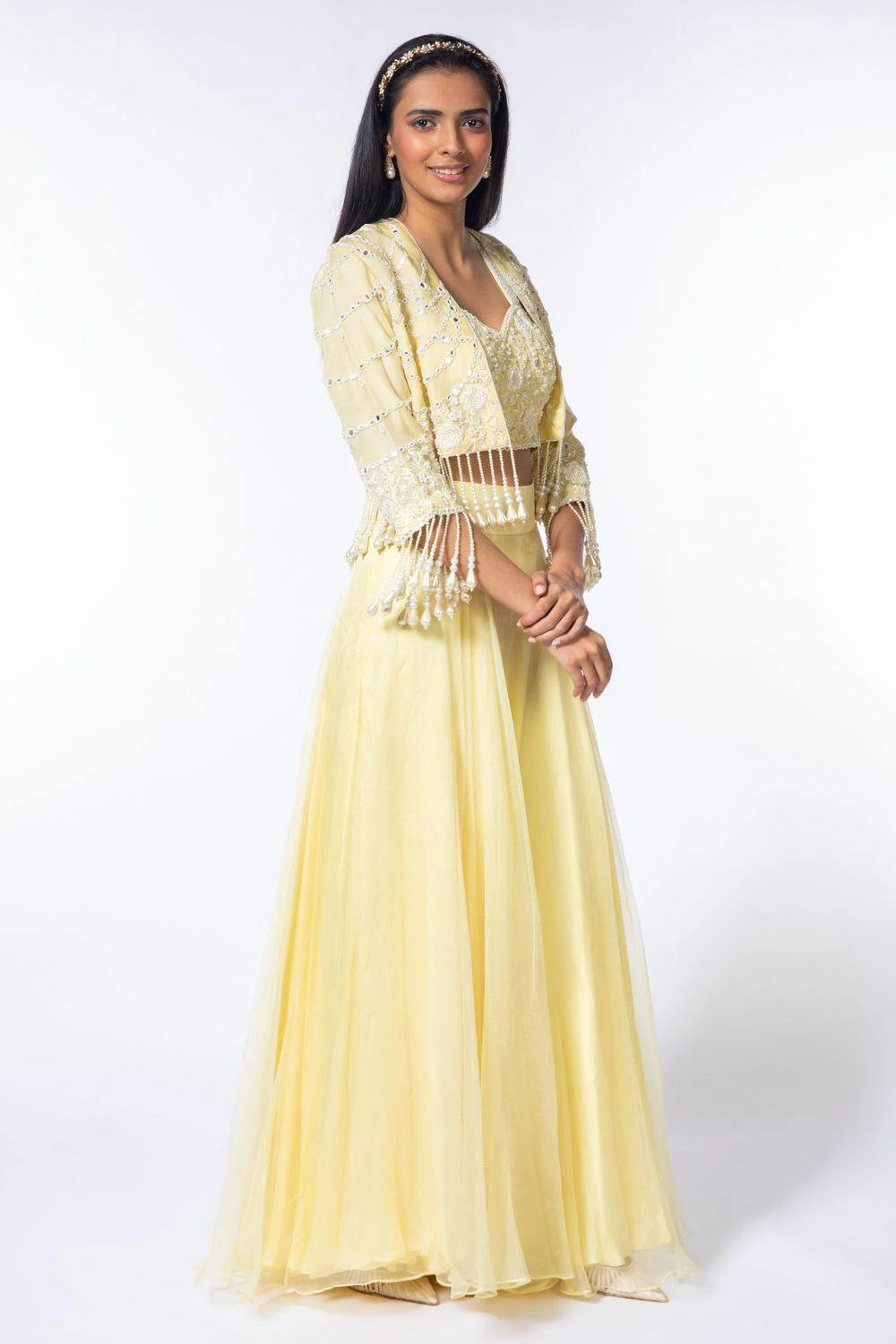 Devika Bhayana Yellow Sharara Set With Embroidered Jacket 4 Devika Bhayana Yellow Sharara Set With Embroidered Jacket - Image 2