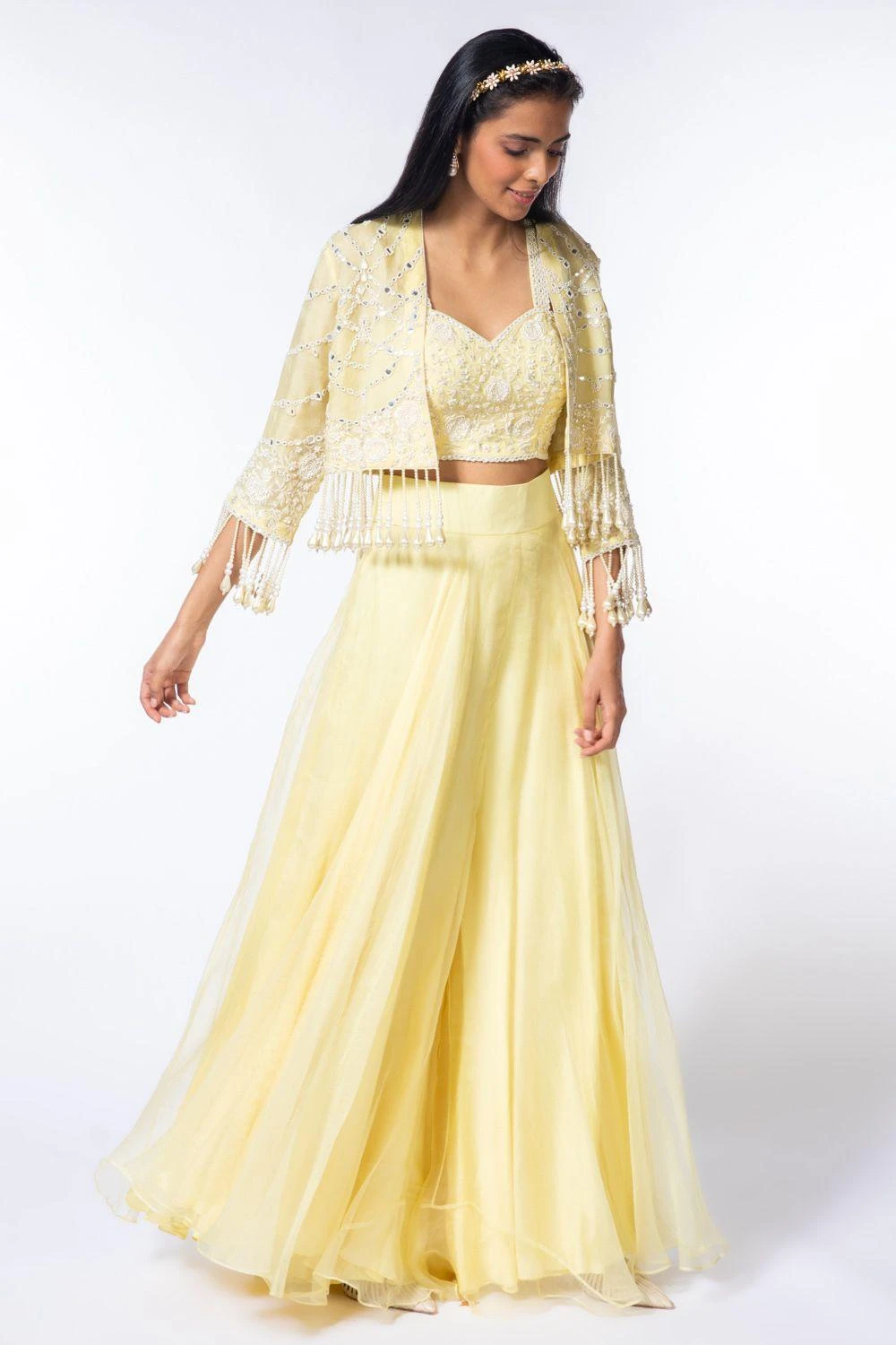 Devika Bhayana Yellow Sharara Set With Embroidered Jacket 5 Devika Bhayana Yellow Sharara Set With Embroidered Jacket - Image 3