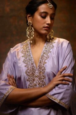 BRIH Lilac Hand Embellished Kaftan Set -Divine Couture 29723bh29 4