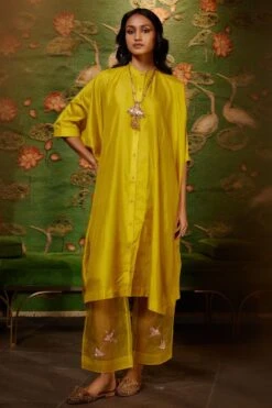 BRIH Mustard Hand Embellished Kaftan Set