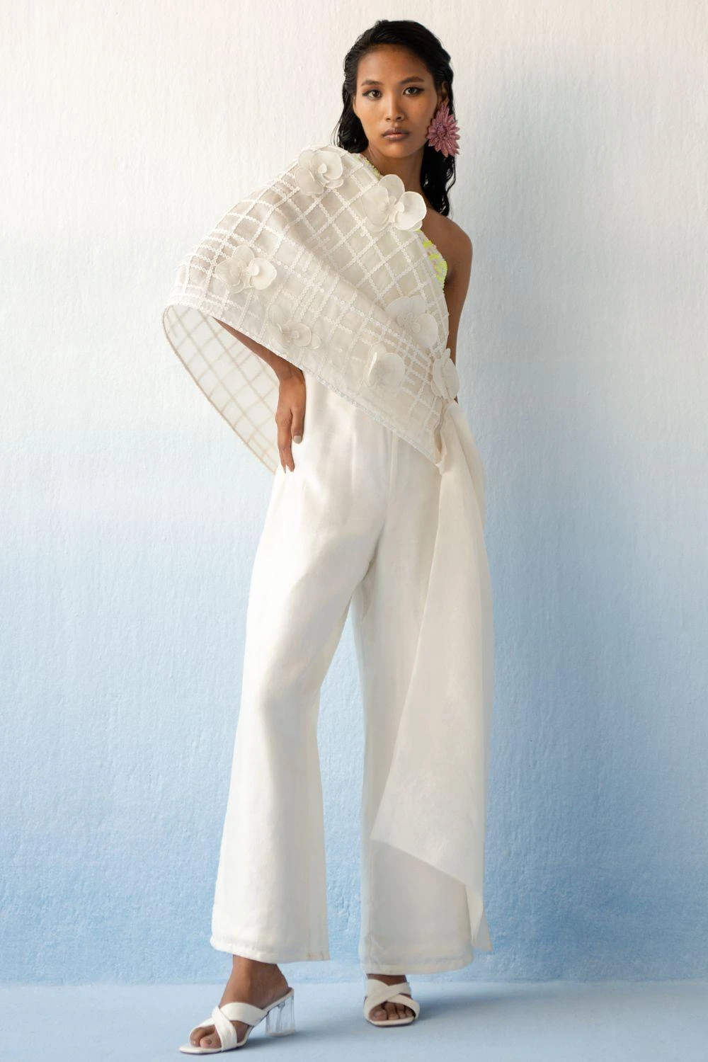 Richa Khemka White Sculptural Drape & Jumpsuit Set 3 Richa Khemka White Sculptural Drape & Jumpsuit Set