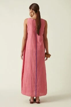 Payal Pratap Pink V-neck Striped Dress -Divine Couture 306pp31 4