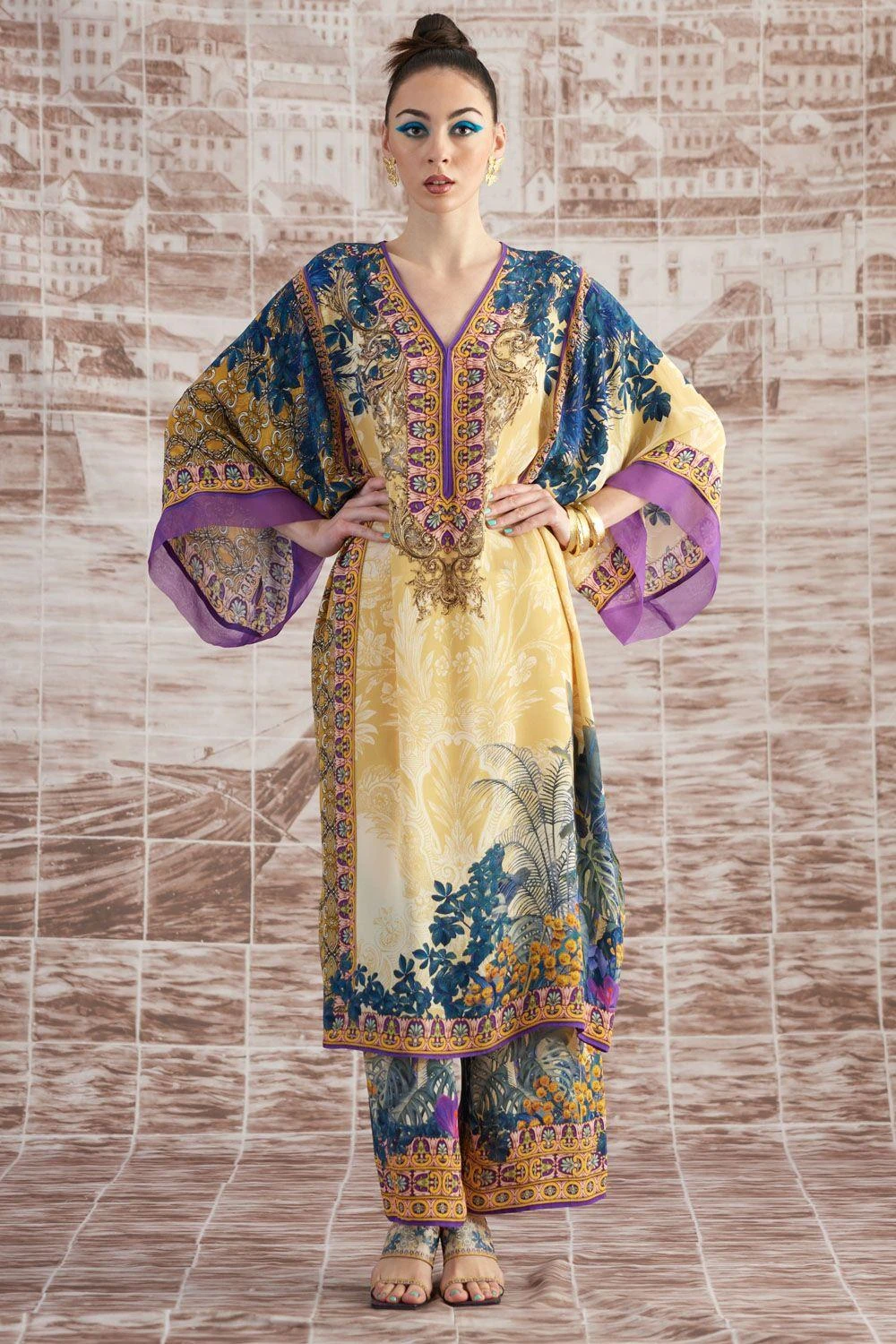 Rajdeep Ranawat Mustard Olivia Floral Kaftan 3 Rajdeep Ranawat Mustard Olivia Floral Kaftan