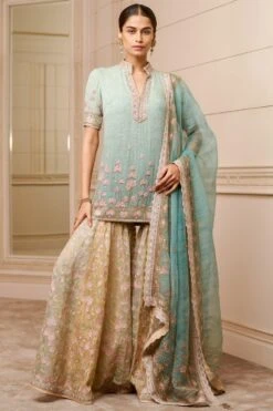 Tarun Tahiliani Ice Blue Embroidered Sharara Set