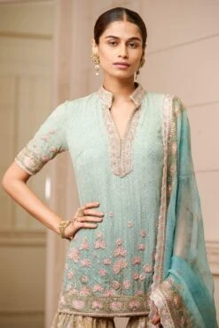 Tarun Tahiliani Ice Blue Embroidered Sharara Set -Divine Couture 310tt29 3
