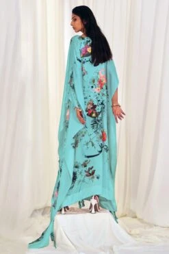 AK-OK By Anamika Khanna Blue Floral Kaftan With Ruffles -Divine Couture 31323ak8 3 1