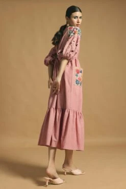 Chandrima Midi Dress With Cutwork Detail -Divine Couture 319659 4