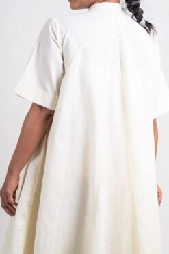 Ahmev Ivory Textured Godet Dress -Divine Couture 328302 5