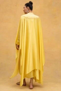 Anamika Khanna Yellow Thread Embroidered Chiffon Cape & Dress -Divine Couture 32ak4 5