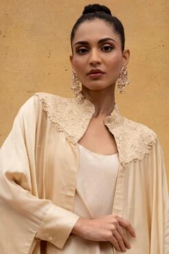 Anamika Khanna Beige Thread Embroidered Chiffon Cape & Dress -Divine Couture 32ak6 4