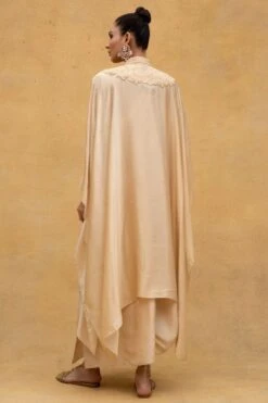 Anamika Khanna Beige Thread Embroidered Chiffon Cape & Dress -Divine Couture 32ak6 5