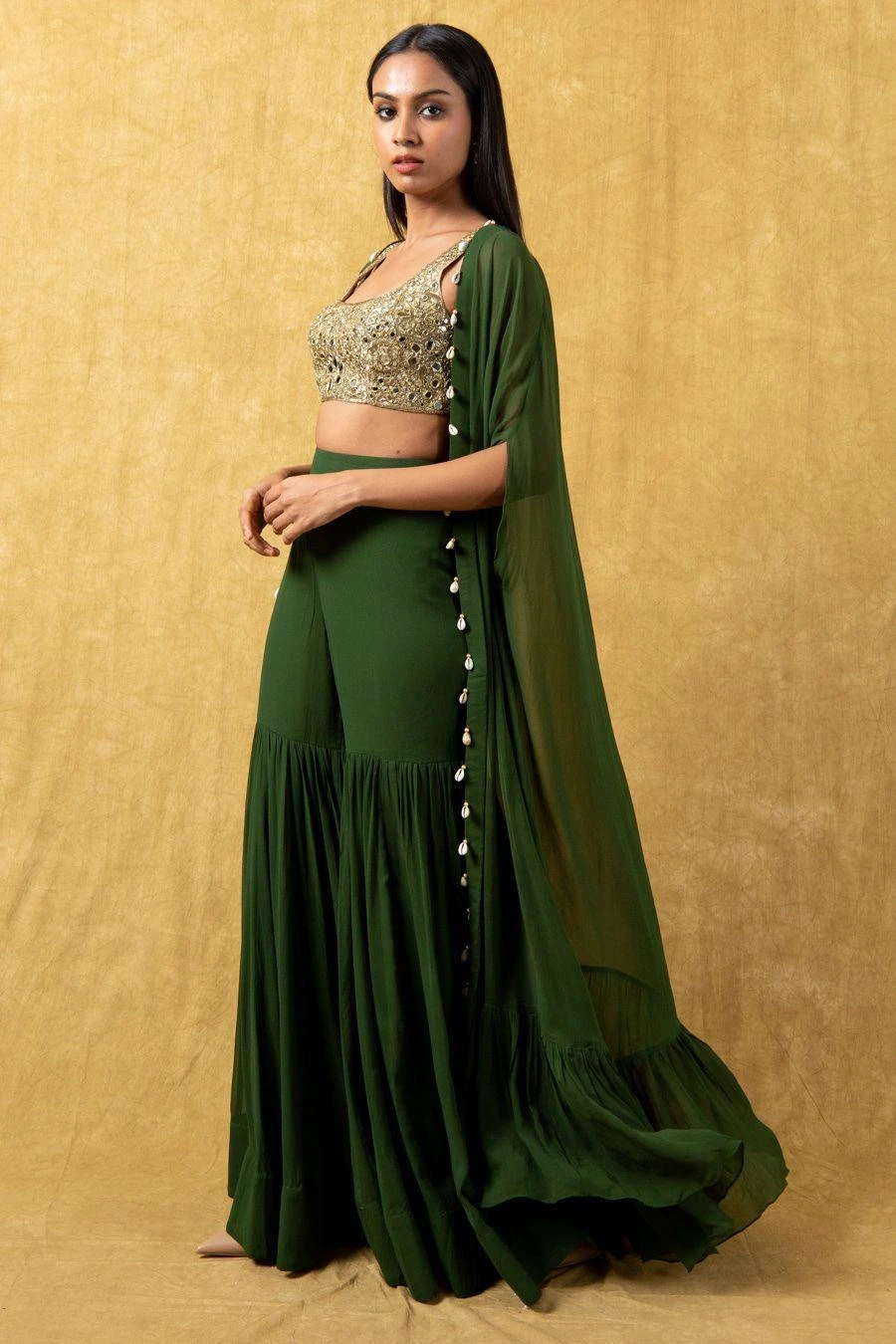 Arpita Mehta Green Printed & Embellished Sharara Set 4 Arpita Mehta Green Printed & Embellished Sharara Set - Image 2