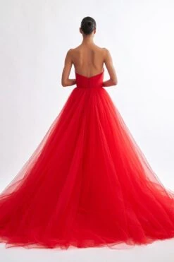 Gauri & Nainika Red Sweetheart Fluted Draped Gown 9 Gauri & Nainika Red Sweetheart Fluted Draped Gown -Divine Couture 3423gn12 4