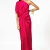 Stephany Fuschia One Shoulder Satin Gown 2 Stephany Fuschia One Shoulder Satin Gown -Divine Couture 357535 1