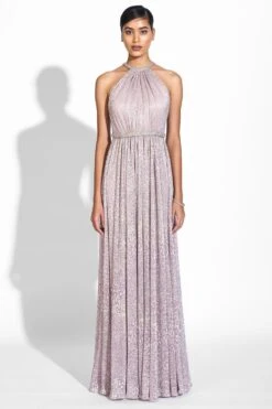 Sharnita Nandwana Lilac Halter Neck Embellished Gown