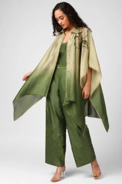 Sakshi Khetterpal Olive Green Cape Set