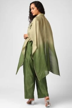 Sakshi Khetterpal Olive Green Cape Set -Divine Couture 408sakkhe5 5
