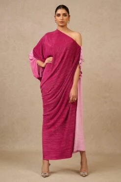 Tarun Tahiliani Pink Ombre Off Shoulder Kaftan