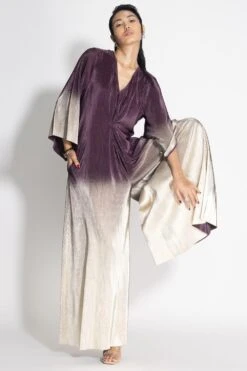 431-88 By Shweta Kapur Plum To Gold Midnight Jumpsuit -Divine Couture 410coc3 3