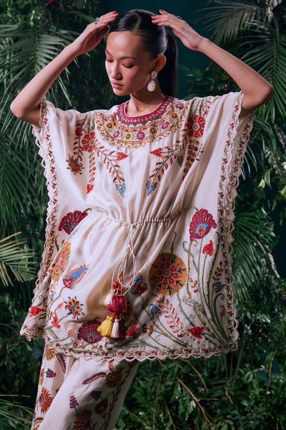 Chandrima Ivory Thread Work Kaftan 4 Chandrima Ivory Thread Work Kaftan - Image 2