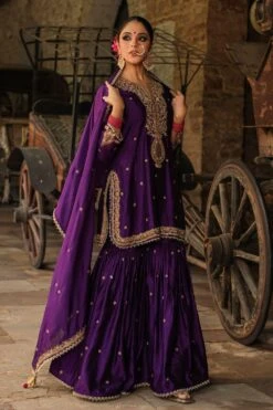 Niti Bothra Purple Zari Dori Embroidered Sharara Set -Divine Couture 41223nb40 2