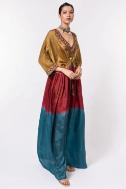 CAPISVIRLEO Ombre Dyed Habutai Silk Kaftan -Divine Couture 44cp1 3