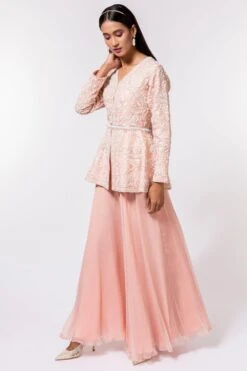 Devika Bhayana Pink Embroidered Peplum & Sharara Set -Divine Couture 44db1 3
