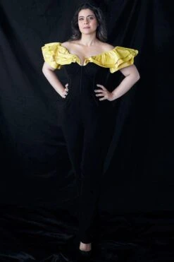 Gauri & Nainika Black Off- Shoulder Corsetted Jumpsuit