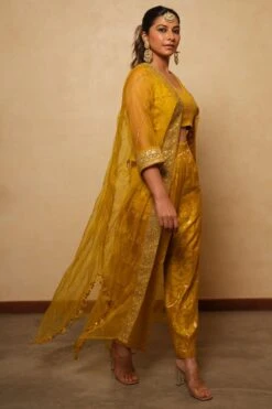 Pooja Keyur Yellow Embellished Cape Set -Divine Couture 51023pk1 2