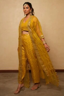 Pooja Keyur Yellow Embellished Cape Set -Divine Couture 51023pk1 3