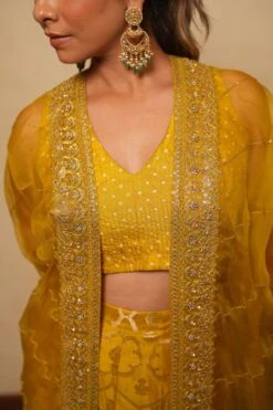 Pooja Keyur Yellow Embellished Cape Set -Divine Couture 51023pk1 4