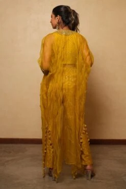 Pooja Keyur Yellow Embellished Cape Set -Divine Couture 51023pk1 5