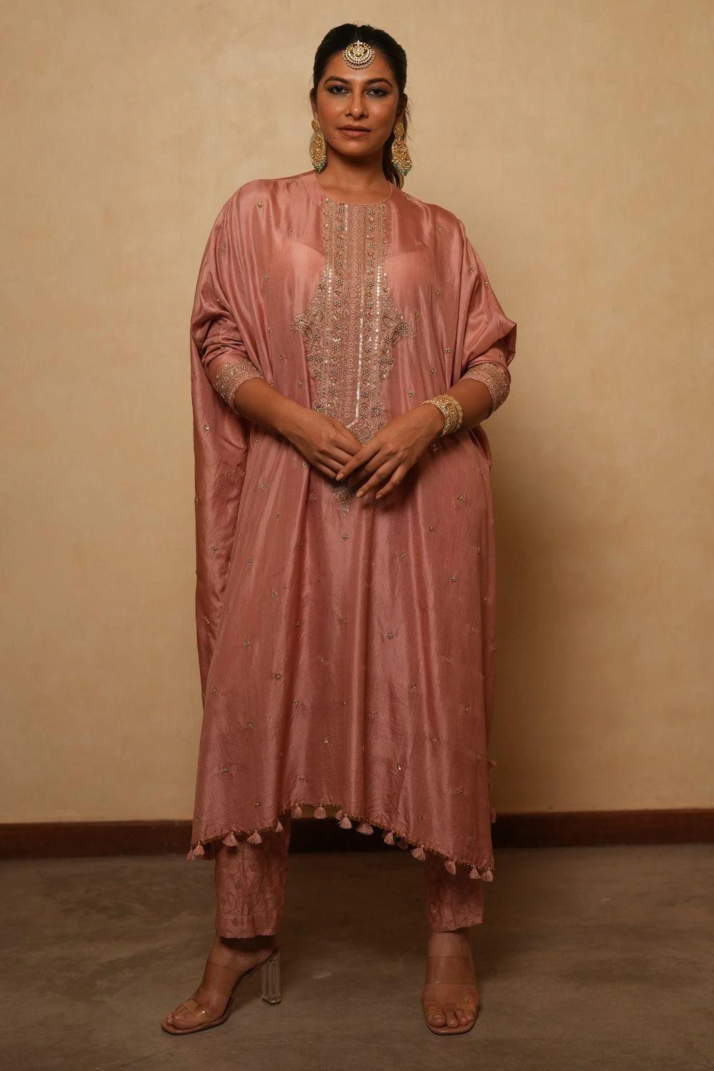 Pooja Keyur Blush Pink Embellished Kaftan Set 3 Pooja Keyur Blush Pink Embellished Kaftan Set