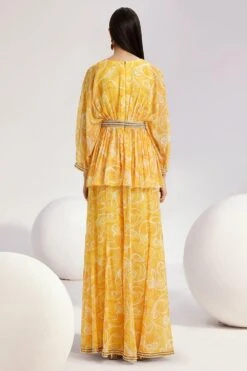 Divya Aggarwal Eliza Zesty Yellow Kurta-sharara Set -Divine Couture 5124pu13 5