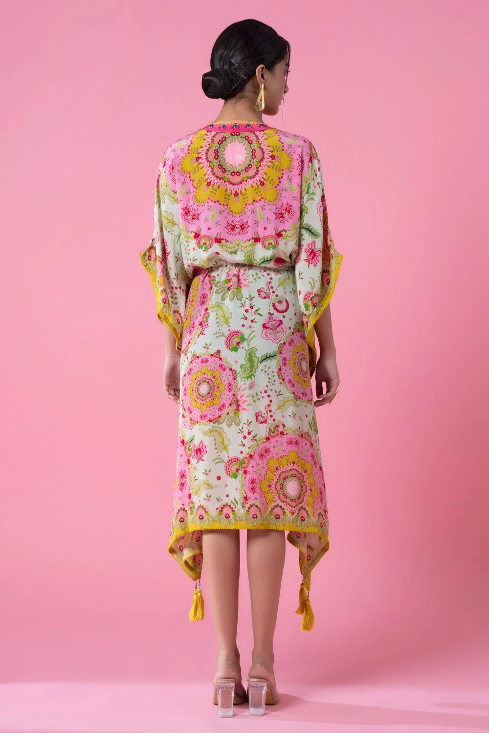 Siddhartha Bansal Vibrant Yellow-blue Floral Printed Kaftan 6 Siddhartha Bansal Vibrant Yellow-blue Floral Printed Kaftan - Image 4