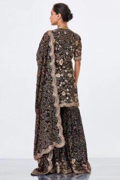 Nakul Sen Black Floral Embroidered Sharara Set -Divine Couture 541 6
