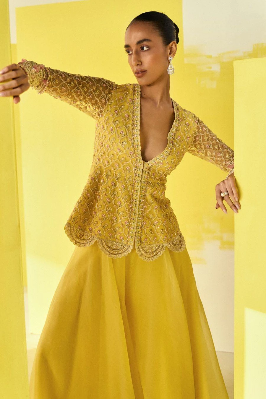 Ridhi Mehra Yellow Embellished Sharara Set 4 Ridhi Mehra Yellow Embellished Sharara Set - Image 2